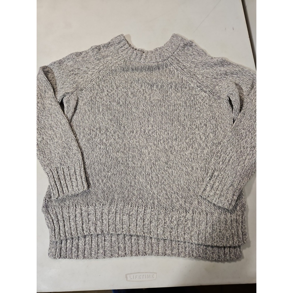 Aerie Sweater Crochet Knit Pullover Womens Medium Gray Comfy Oversized (554